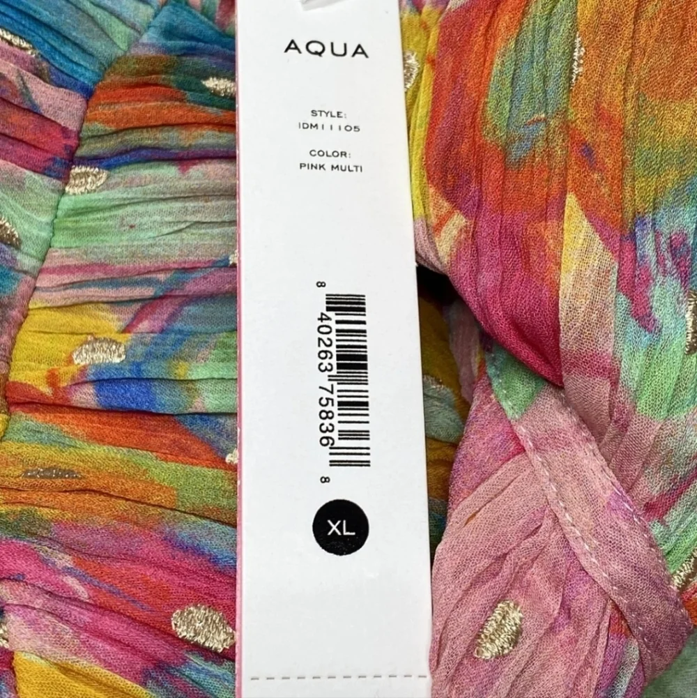 Aqua X Kerri Rosenthal Womens Maxi Dress Pink/Multi Pleated Corset Bust Size XL - Picture 10 of 13